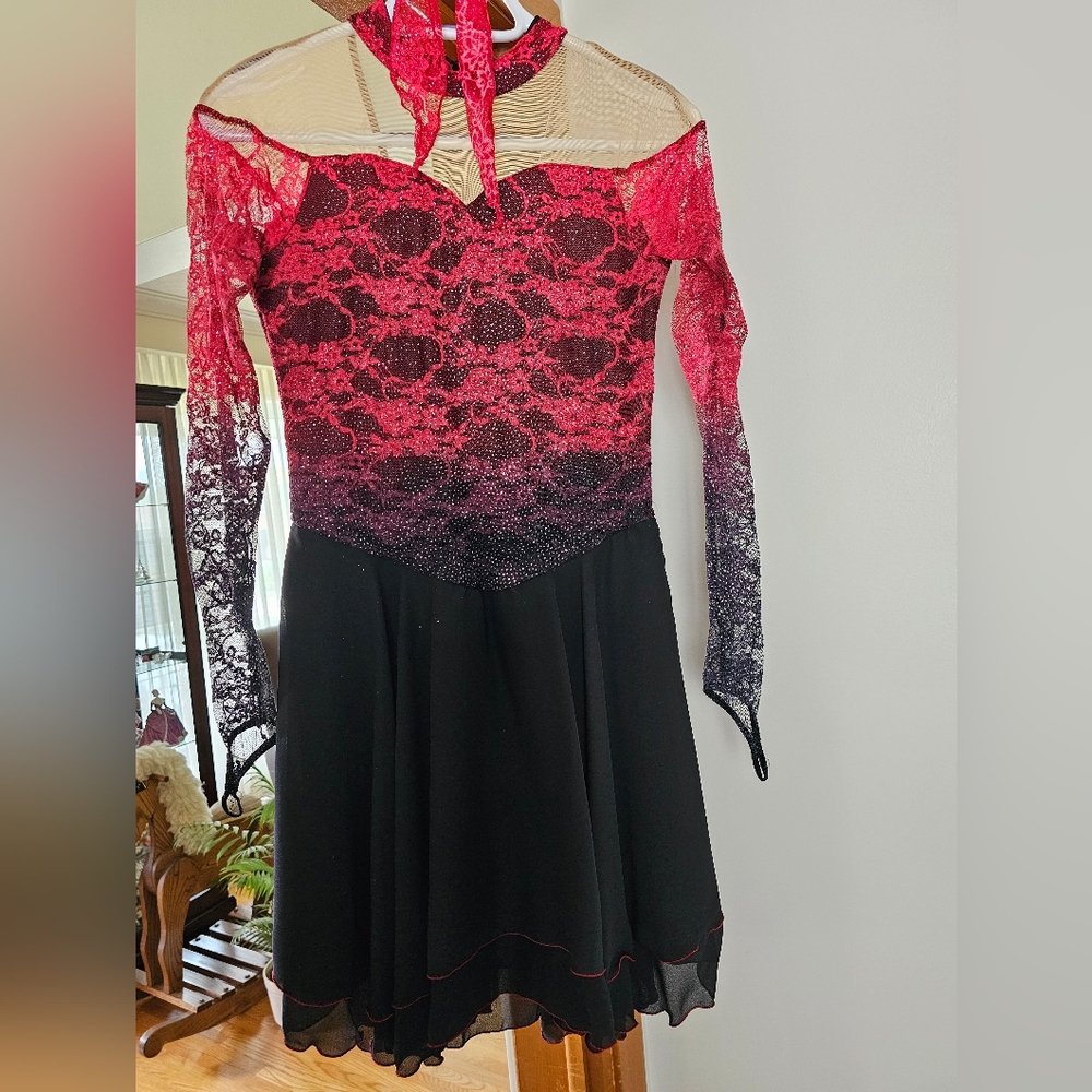 Black and Red Jerry's Figure Skating Dance Dress 💃 ⛸️✨️❤️